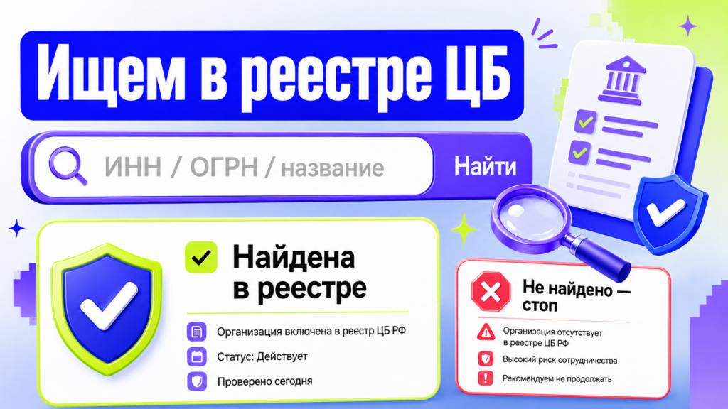 Проверка микрофинансовой организации в реестре Банка России по ИНН, ОГРН и названию