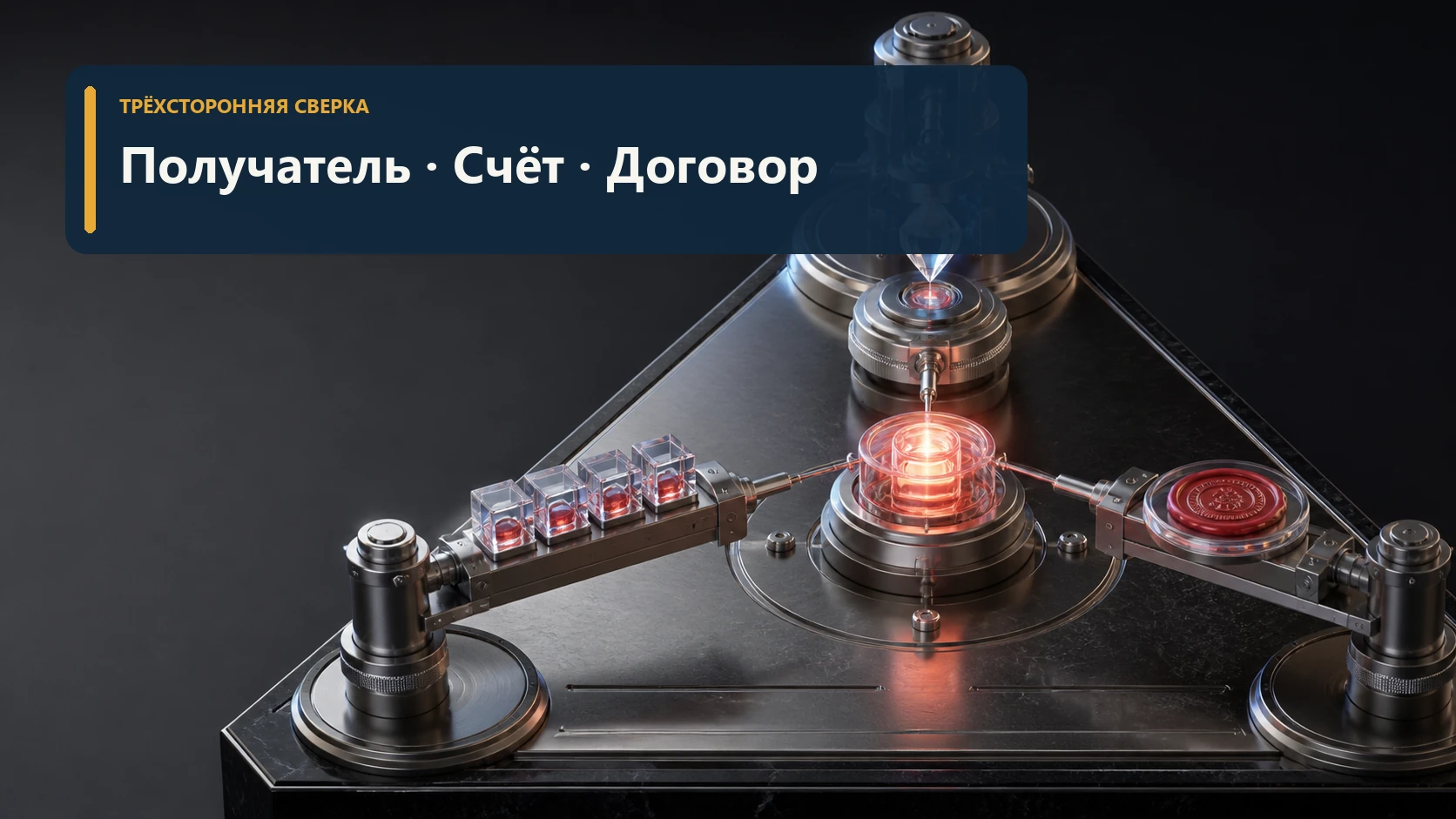 Трёхсторонний измерительный стол для сверки получателя, счёта и договора без людей