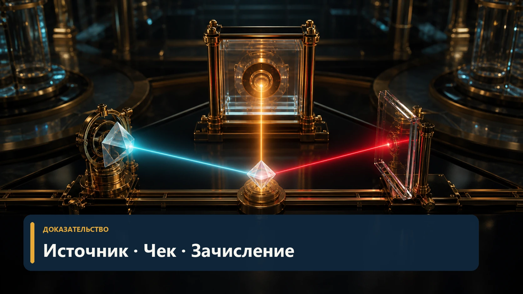 Оптический треугольник доказательств между источником, чеком и договором без людей