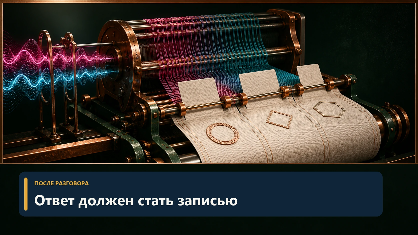 Сигнальный ткацкий механизм превращающий устный ответ в письменную запись без людей