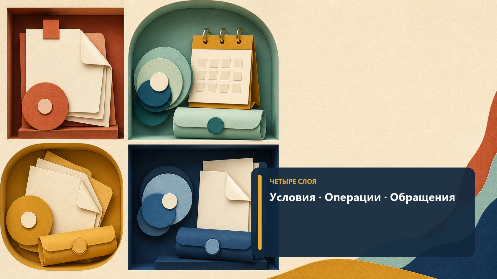 Предметная карта четырёх архивных ячеек договора денег дат и обращений без людей